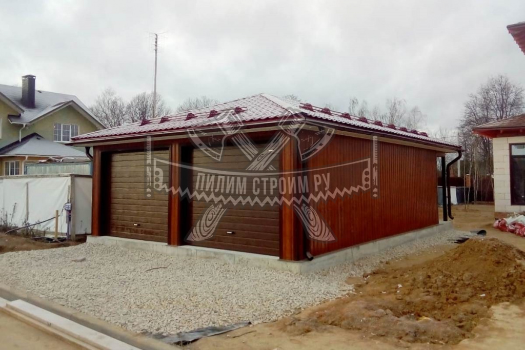 Проект каркасного гаража на 2 автомобиля