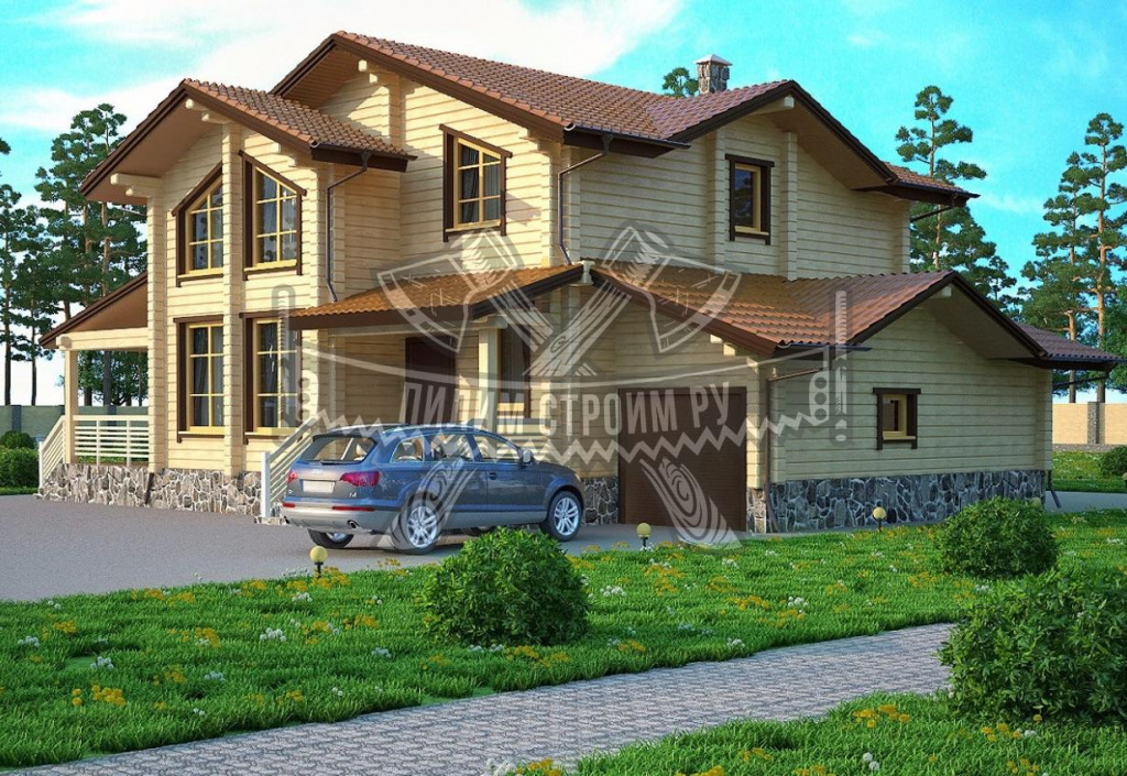Дом из клееного бруса с гаражом Дом из клееного бруса с гаражом
